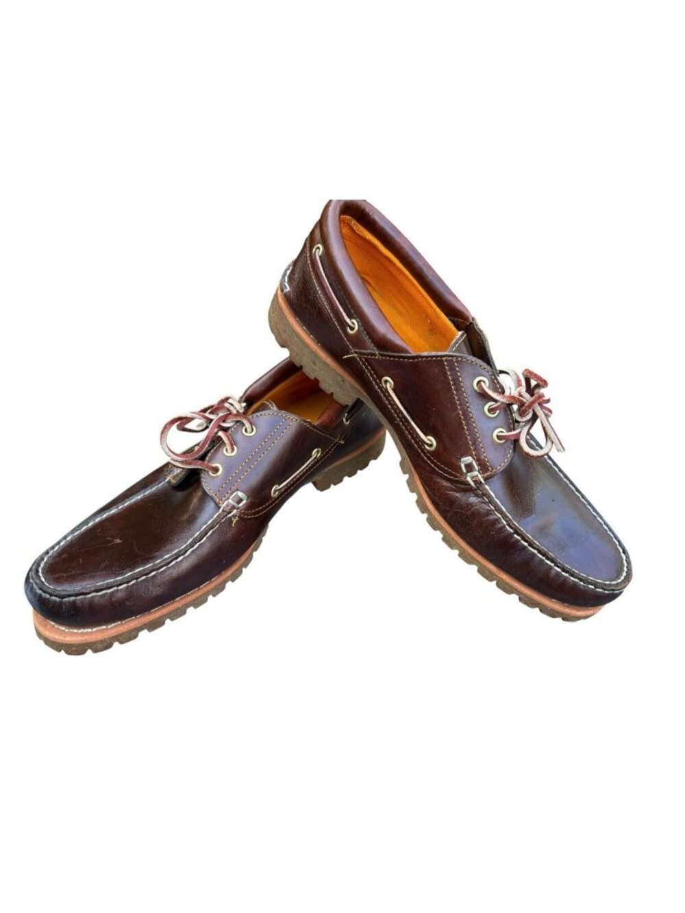 Timberland Shoes Mens 15 W Leather 3-Eye Lug Handsewn Boat Burgundy Heritage
